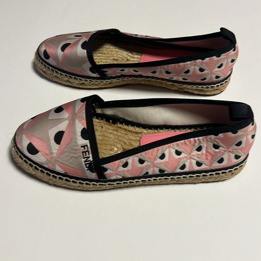 Fendi Geometric Pink and Black Espadrilles - Picture 3 of 8